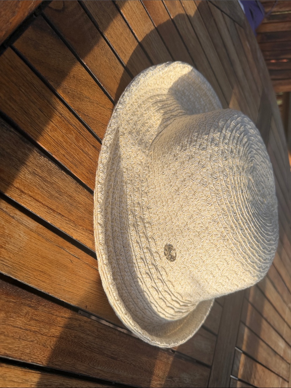 Nine West Cream Woven Decorative Summer Hat